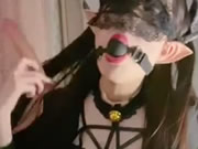 Asian skinny girl little devil masturbation